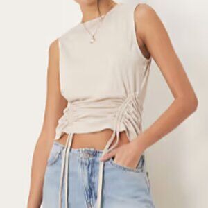 Asos design drawstring cupro sleeveless vest in sand